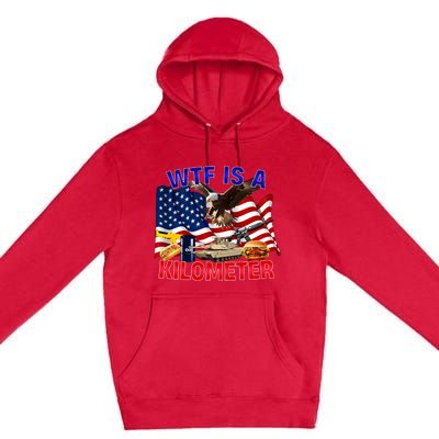 The Bald Eagle American Flag Wtf Is A Kilometer Premium Pullover Hoodie