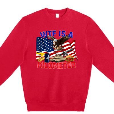 The Bald Eagle American Flag Wtf Is A Kilometer Premium Crewneck Sweatshirt