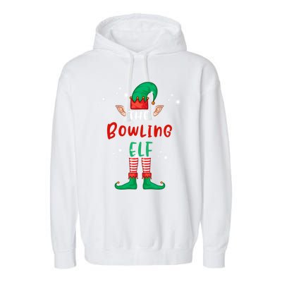 The Bowling Elf Matching Family Group Christmas Funny Xmas Gift Garment-Dyed Fleece Hoodie