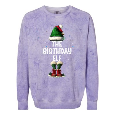 The Birthday Elf Costume Matching Family Christmas Elf Squad Swea Colorblast Crewneck Sweatshirt