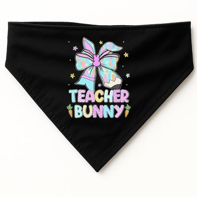 Teacher Bunny Ears Pencil Bow Teacher Life Easter Day Women USA-Made Doggie Bandana