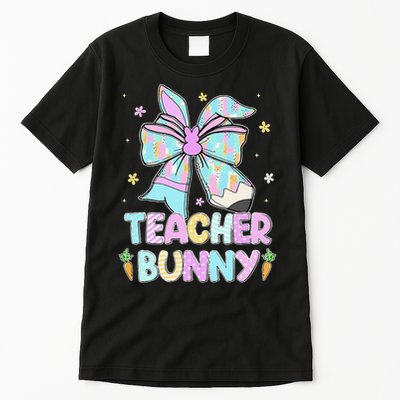 Teacher Bunny Ears Pencil Bow Teacher Life Easter Day Women Tall T-Shirt