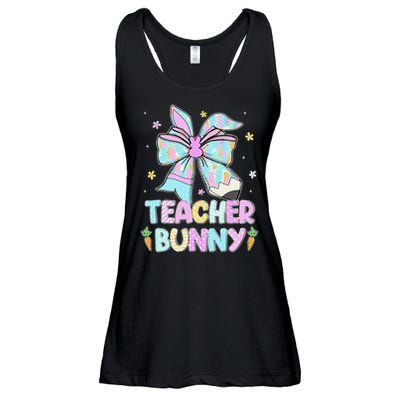 Teacher Bunny Ears Pencil Bow Teacher Life Easter Day Women Ladies Essential Flowy Tank