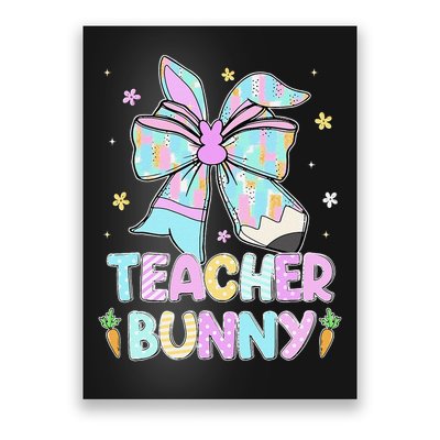 Teacher Bunny Ears Pencil Bow Teacher Life Easter Day Women Poster