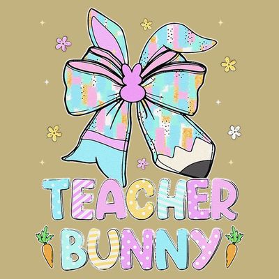 Teacher Bunny Ears Pencil Bow Teacher Life Easter Day Women T-Shirt