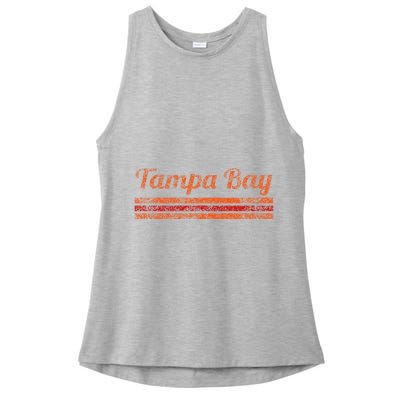 Tampa Bay Florida Retro Vintage Weathered Stripe Throwback Ladies PosiCharge Tri-Blend Wicking Tank