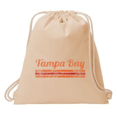 Tampa Bay Florida Retro Vintage Weathered Stripe Throwback Drawstring Bag