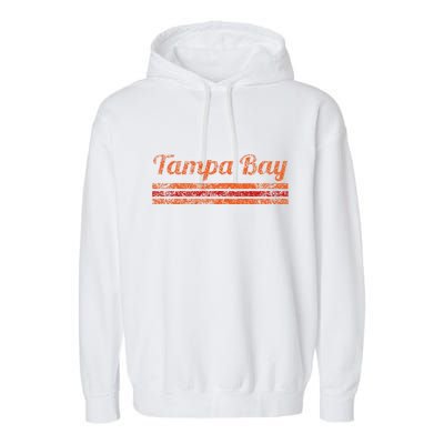 Tampa Bay Florida Retro Vintage Weathered Stripe Throwback Garment-Dyed Fleece Hoodie