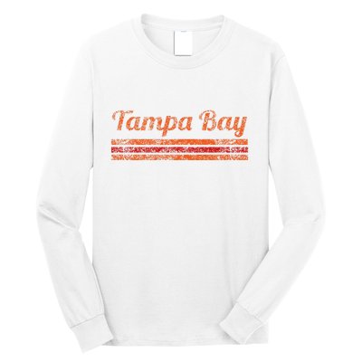 Tampa Bay Florida Retro Vintage Weathered Stripe Throwback Long Sleeve Shirt