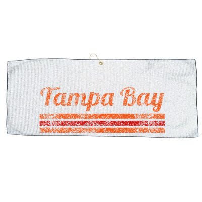 Tampa Bay Florida Retro Vintage Weathered Stripe Throwback Large Microfiber Waffle Golf Towel