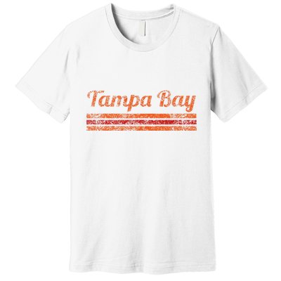 Tampa Bay Florida Retro Vintage Weathered Stripe Throwback Premium T-Shirt