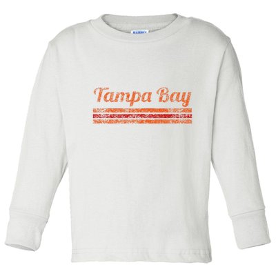 Tampa Bay Florida Retro Vintage Weathered Stripe Throwback Toddler Long Sleeve Shirt