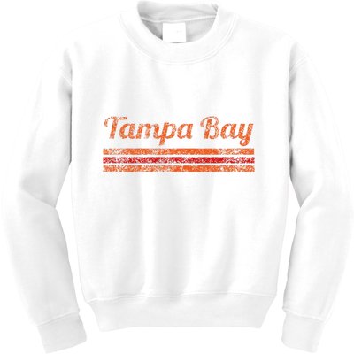 Tampa Bay Florida Retro Vintage Weathered Stripe Throwback Kids Sweatshirt
