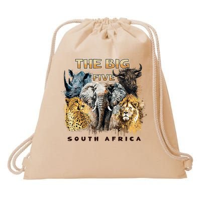 The Big Five South Africa South African Animals Drawstring Bag