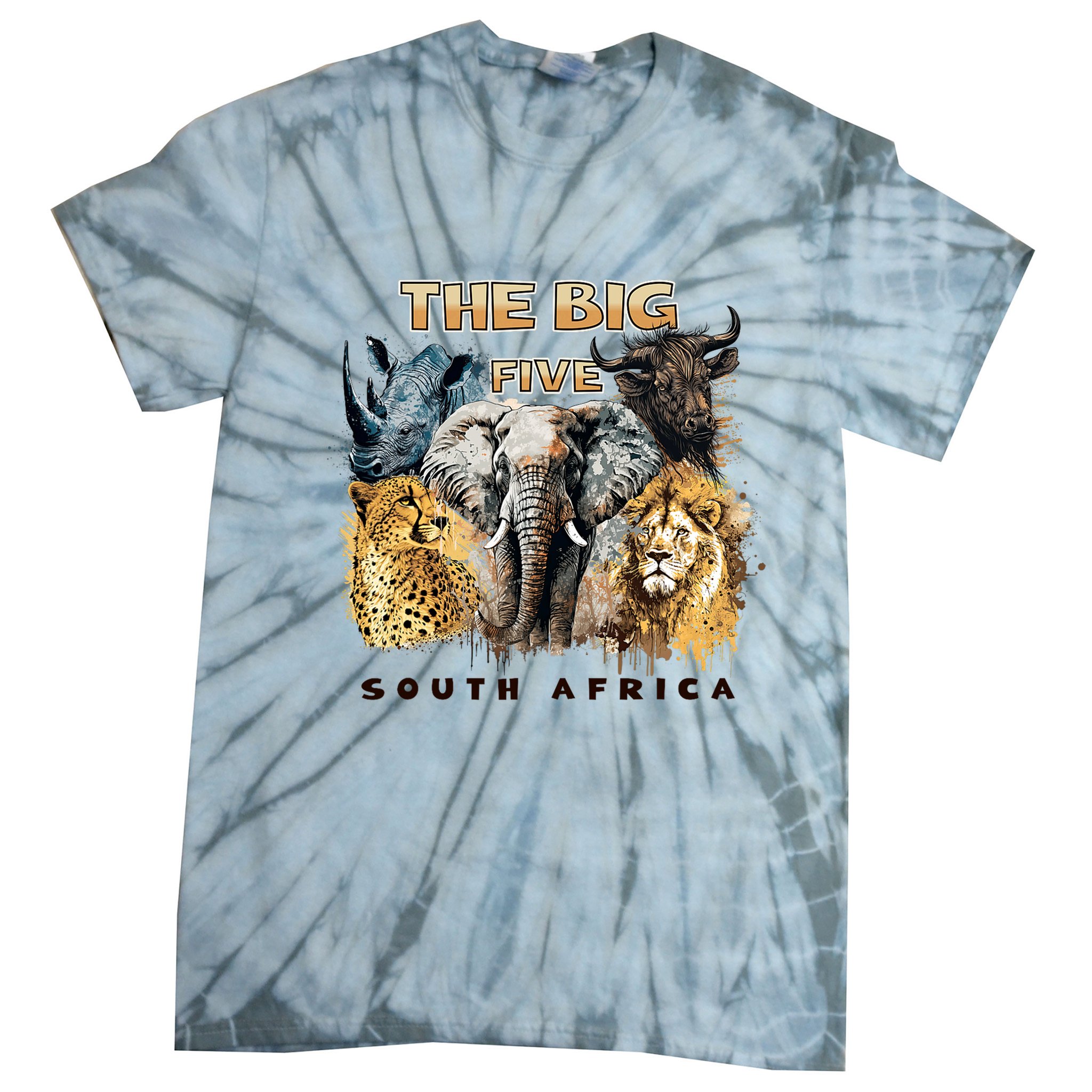 The Big Five South Africa South African Animals Tie-Dye T-Shirt