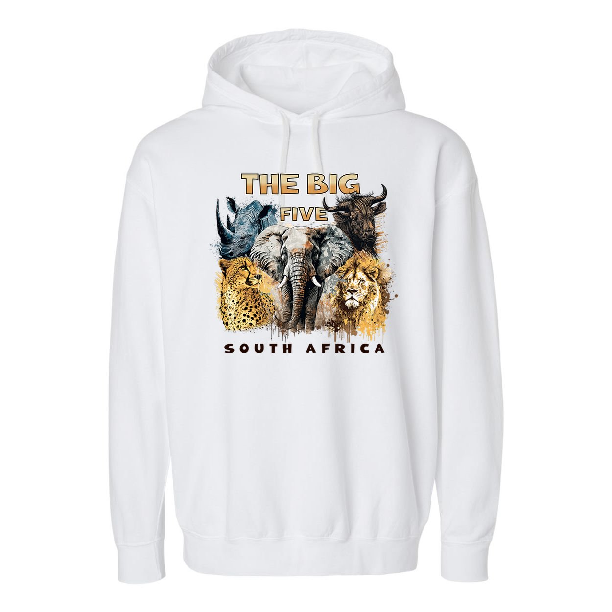 The Big Five South Africa South African Animals Garment-Dyed Fleece Hoodie