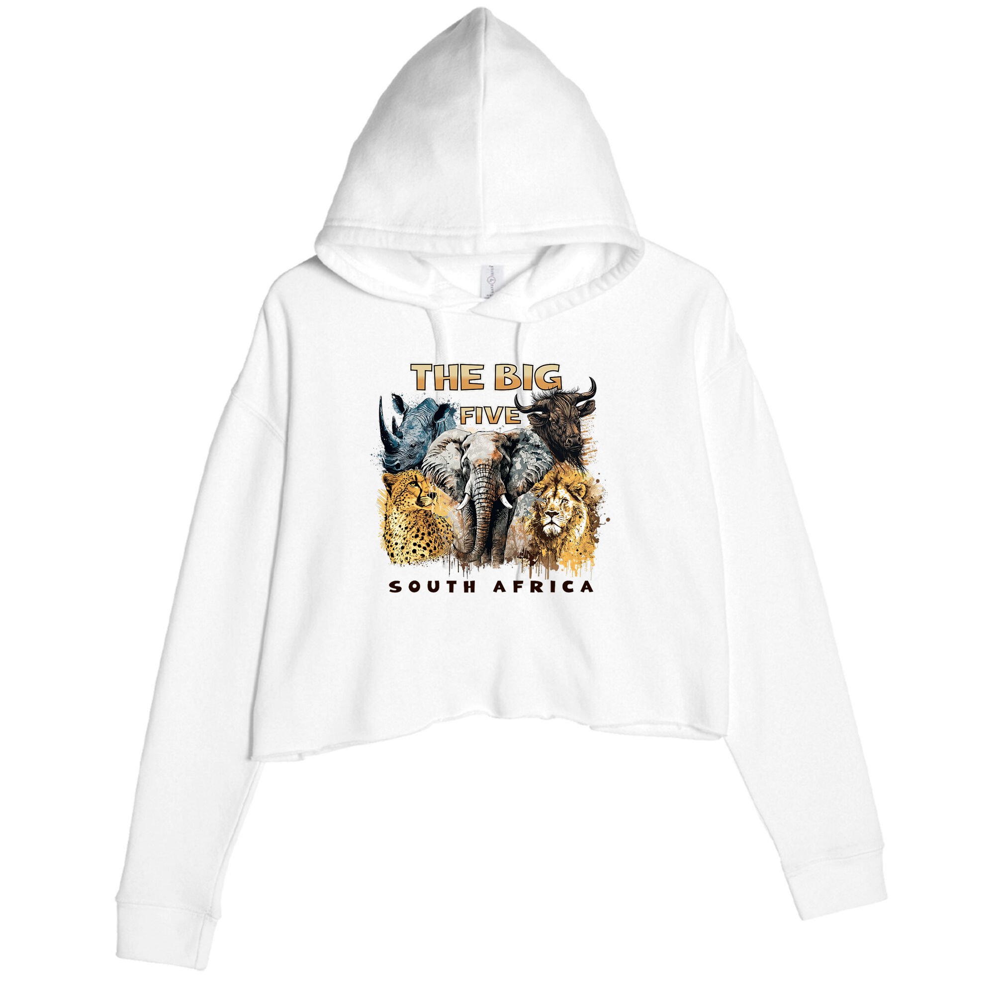 The Big Five South Africa South African Animals Crop Fleece Hoodie