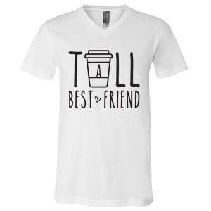 Tall Best Friend Funny BFF Matching Outfit Two Bestie Coffee V-Neck T-Shirt