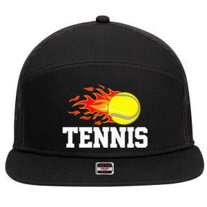 Tennis Ball Flame Tennis Player 7 Panel Mesh Trucker Snapback Hat