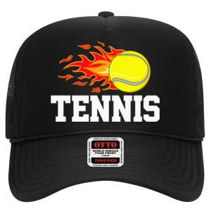 Tennis Ball Flame Tennis Player High Crown Mesh Back Trucker Hat