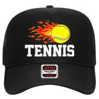 Tennis Ball Flame Tennis Player High Crown Mesh Back Trucker Hat