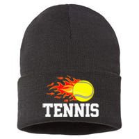 Tennis Ball Flame Tennis Player Sustainable Knit Beanie