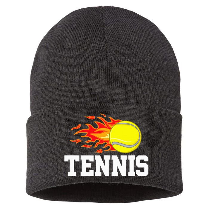 Tennis Ball Flame Tennis Player Sustainable Knit Beanie