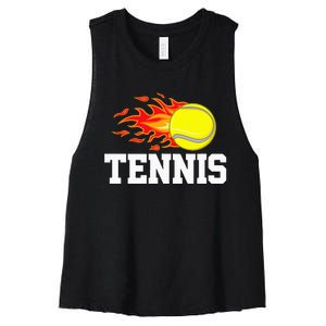 Tennis Ball Flame Tennis Player Women's Racerback Cropped Tank