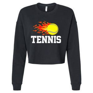 Tennis Ball Flame Tennis Player Cropped Pullover Crew