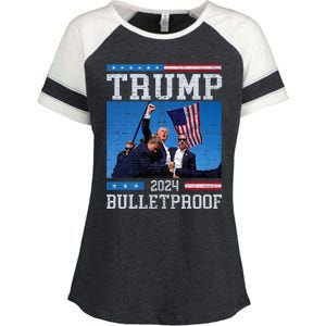 Trump Bulletproof Fight Fist Legend Donald Trump 2024 Enza Ladies Jersey Colorblock Tee