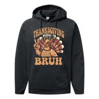 Thanksgiving Bruh Funny Turkey Fall Boy Performance Fleece Hoodie