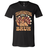 Thanksgiving Bruh Funny Turkey Fall Boy V-Neck T-Shirt