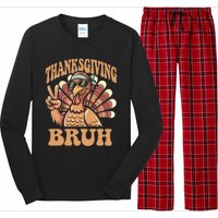 Thanksgiving Bruh Funny Turkey Fall Boy Long Sleeve Pajama Set