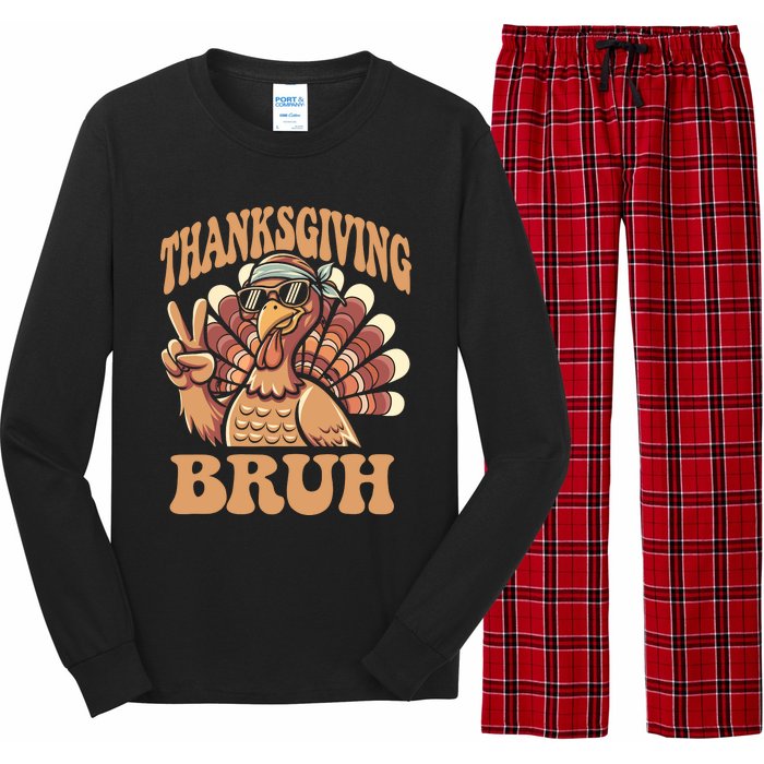 Thanksgiving Bruh Funny Turkey Fall Boy Long Sleeve Pajama Set