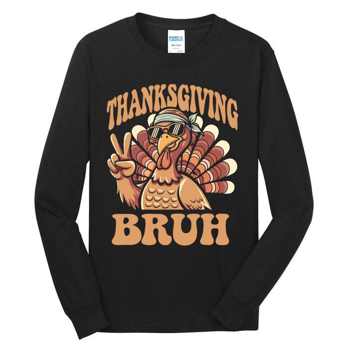 Thanksgiving Bruh Funny Turkey Fall Boy Tall Long Sleeve T-Shirt