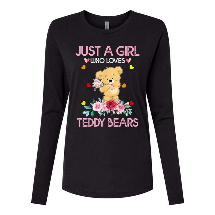 Teddy Bear For Women Just A Who Loves Teddy Womens Cotton Relaxed Long Sleeve T-Shirt