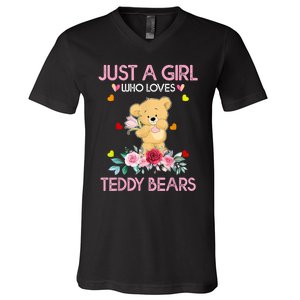 Teddy Bear For Women Just A Who Loves Teddy V-Neck T-Shirt