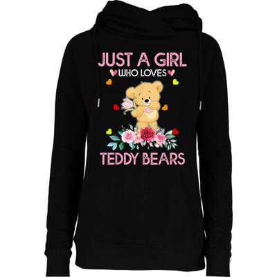 Teddy Bear For Women Just A Who Loves Teddy Womens Funnel Neck Pullover Hood