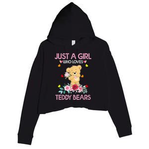 Teddy Bear For Women Just A Who Loves Teddy Crop Fleece Hoodie