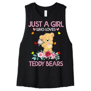 Teddy Bear For Women Just A Who Loves Teddy Women's Racerback Cropped Tank