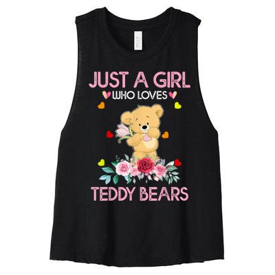 Teddy Bear For Women Just A Who Loves Teddy Women's Racerback Cropped Tank