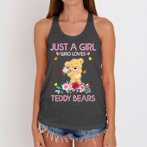 Teddy Bear For Women Just A Who Loves Teddy Women's Knotted Racerback Tank