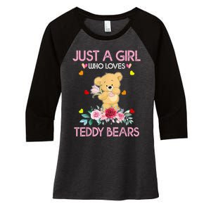 Teddy Bear For Women Just A Who Loves Teddy Women's Tri-Blend 3/4-Sleeve Raglan Shirt