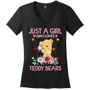 Teddy Bear For Women Just A Who Loves Teddy Women's V-Neck T-Shirt