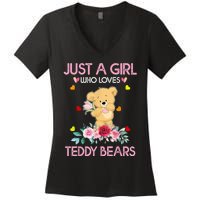 Teddy Bear For Women Just A Who Loves Teddy Women's V-Neck T-Shirt