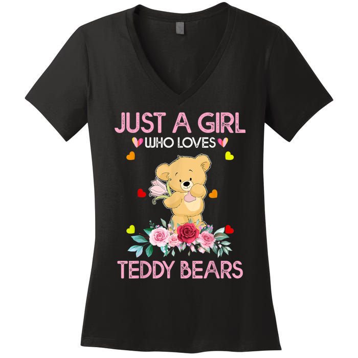 Teddy Bear For Women Just A Who Loves Teddy Women's V-Neck T-Shirt