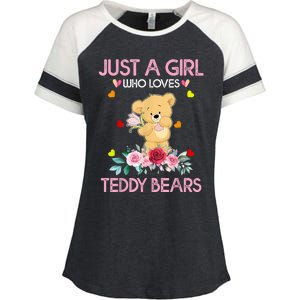 Teddy Bear For Women Just A Who Loves Teddy Enza Ladies Jersey Colorblock Tee