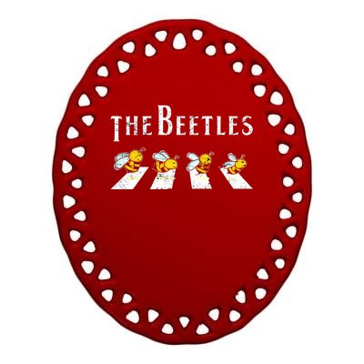 The Beetles Funny Bee Abbey Road Play On Word Trending Gift Idea Ceramic Oval Ornament