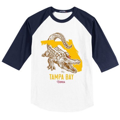 Tampa Bay Florida Fl Aligator Vacation Surf Sunset Baseball Sleeve Shirt