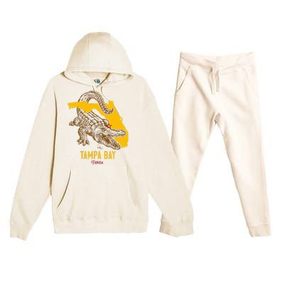 Tampa Bay Florida Fl Aligator Vacation Surf Sunset Premium Hooded Sweatsuit Set